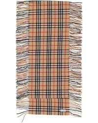 Burberry - Check Cashmere Fringed Happy Scarf - Lyst