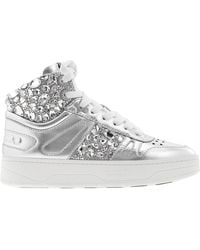 Jimmy Choo - Hawaii Crystal Embellished High-Top Sneakers, Brand Size 35 Us - Lyst