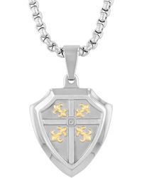 Robert Alton - Diamond Accent Stainless Steel Finish Shield Pendant - Lyst