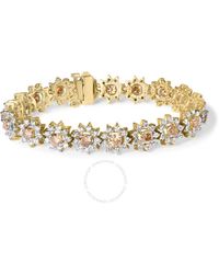 Haus of Brilliance - 14k Gold 8.00 Cttw Champagne Diamond Floral Cluster Halo Link Bracelet - Lyst