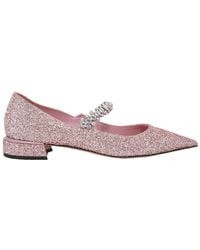 Jimmy Choo - Bing Glitter Crystal-Strap Ballerina Pumps - Lyst