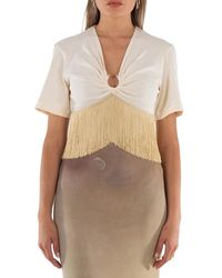 Rabanne - V Neck Fringe Detailed Top, Brand Size 34 (Us - Lyst