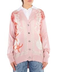 Versace - Barocco Sea Panelled V-Neck Cardigan - Lyst