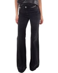 Stella McCartney - Falabella Cotton Denim Flared Leg Jeans, Waist - Lyst