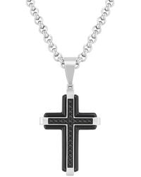 Robert Alton - 1/6Ctw Diamond Stainless Steel With Finish Cross Pendant - Lyst
