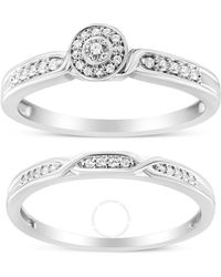Haus of Brilliance - .925 Sterling Silver Diamond Accent Frame Twist Shank Bridal Set Ring - Lyst