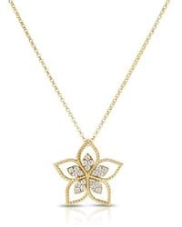 Roberto Coin - 18K Vernazza Medium Open Frame Diamond Flower Necklace - Lyst