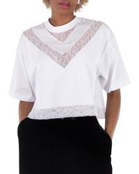 Burberry - Lace V Paneled Boxy T-Shirt - Lyst