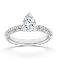 Mure And Co - 1.5Ctw Pear Shaped Lab Grown Diamond (F/Vvs) Three Row Micro Pave Engagement Ring - Lyst