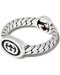 Gucci - Ladies Sterling Wide Ring With Interlocking G - Lyst