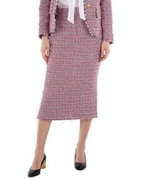 Thom Browne - Ladies Check Summer Tweed Fray Maxi Low Rise Pencil Skirt - Lyst