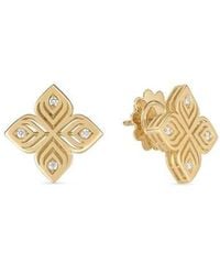 Roberto Coin - Arabesque Diamond Flower Stud Earrings Medium 18K 7773650Ayerx - Lyst