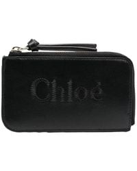 Chloé - Logo Embroidered Sense Soft Leather Card Case - Lyst