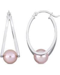 Amour - 8-8.5Mm Freshwater Cultured Pearl Hoop Earrings - Lyst
