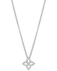 Roberto Coin - 18k White Gold Princess Flower Diamond Outline Pendant - Lyst
