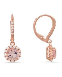 Kylie Harper - 14K Rose Over Morganite Cz Halo Leverback Earrings - Lyst