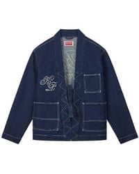 KENZO - Embroidered Kimono Denim Jacket - Lyst