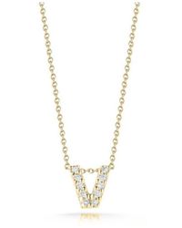Roberto Coin - 18K Tiny Treasures Diamond Love Letter 'V' Necklace - Lyst