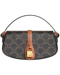 Celine - Triomphe Canvas And Calfskin Clutch On Strap - Lyst