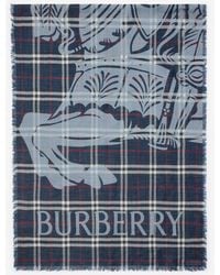 Burberry - Wide Knight Check Wool Silk Scarf - Lyst
