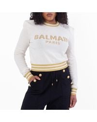Balmain - Logo Embossed Cropped Pullover, Brand Size 36 (Us - Lyst