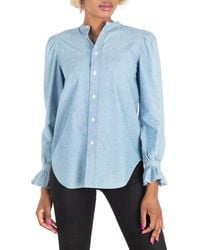 Polo Ralph Lauren - Puff-Sleeve Frill-Trimmed Denim Shirt - Lyst