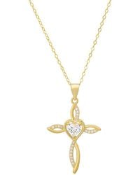 Kylie Harper - 14K Over Heart-Cut Swirling Cross Cz Pendant - Lyst