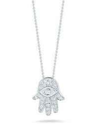 Roberto Coin - 18k White Gold Tiny Treasures Diamond Hamsa Necklace - Lyst