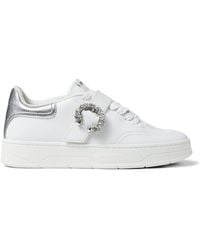 Jimmy Choo - Osaka Crystal Buckle Low-Top Sneakers, Brand Size 35 Us - Lyst