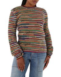 Chloé - Multicolor -striped Frayed Sweater - Lyst