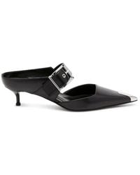 McQueen - Punk Buckle Pointed-Toe Mules, Brand Size 40 (Us - Lyst