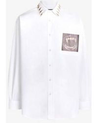 Roberto Cavalli - Tiger Tooth Embroidered Button-Down Shirt, Brand Size 46 Us - Lyst