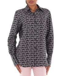 Burberry - B Jacquard Classic Collar Silk Shirt, Brand Size 8 (Us - Lyst