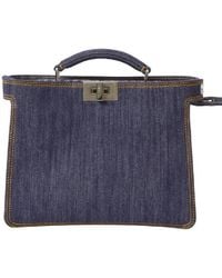 Fendi - Peekaboo Iseeu Mini Bag Denim-Effect Fabric - Lyst