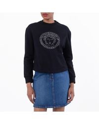 Versace - Embellished Medusa Cotton Sweatshirt, Brand Size 44 Us - Lyst