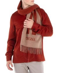 ZEGNA - Logo Intarsia Fringed Scarf - Lyst