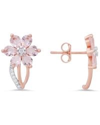 Kylie Harper - 14K Rose Over Morganite Cz Flower Stud Earrings - Lyst