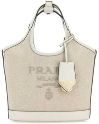Prada - Sand Canvas Handbag - Lyst