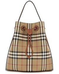 Burberry - Printed Canvas Check Bucket Bag Vntg Chk/Briar Borse A Secchiello - Lyst