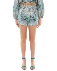 Zimmermann - Ottie Paisley Print Belted Linen Shorts - Lyst