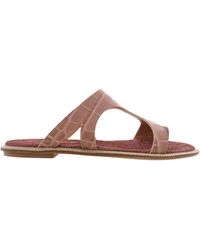Ferragamo - Ferragamo Marilu Croc-Embossed Leather Sandals, Size 7 C - Lyst