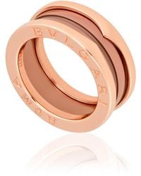 BVLGARI - B.Zero1 18K Rose And Cermet 2-Band Ring, Brand - Lyst