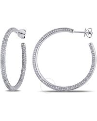 Amour - 2 1/2 Ct Tw Diamond Inside Outside Hoop Earrings - Lyst