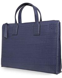 Loewe Navy Mens Goya Simple Breifcase - Blue