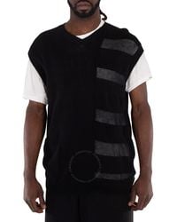 Yohji Yamamoto - 7G Switch Border Switch V-Neck Vest, Brand Size 3 - Lyst