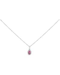 Haus of Brilliance - 10K 5X3Mm Tourmaline And Diamond Accent Halo Oval Shape Pendant Necklace - Lyst