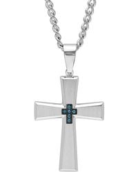 Robert Alton - 1/20 Ctw Stainless Steel Diamond Cross Necklace - Lyst