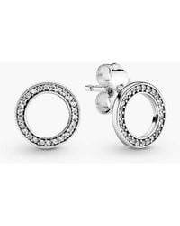 PANDORA - Stud Earrings With Clear Cubic Zirconia - Lyst