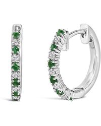 Haus of Brilliance - 10K Alternating Emerald 1/10 Cttw Diamond Huggy Hoop Earrings (I-J Color, I1-I2 Clarity) - Lyst