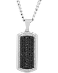 Robert Alton - 1/4 Ctw And Stainless Steel Diamond Dog Tage Necklace With Sapphires - Lyst